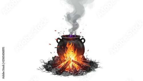 Cauldron bubbling over a cr...