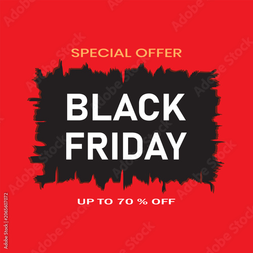 Black Friday Special Offer Sale Banner on Red Background