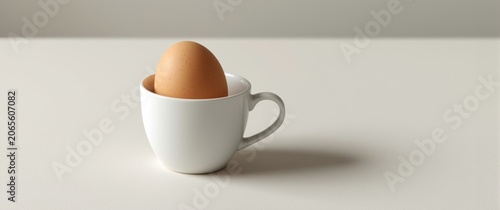 Brown egg sitting in a whit...
