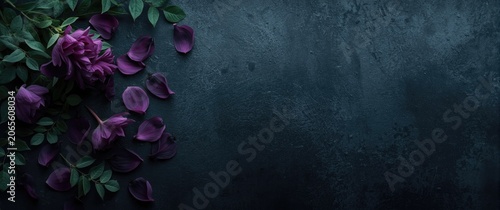 Purple flower petals and le...