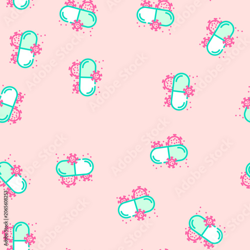 Obraz na płótnie antivirals medicines pharmacy vector seamless pattern antivirals medicines pharm