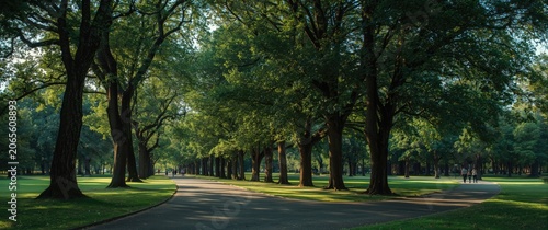Open park path with expansi...