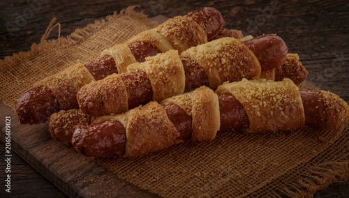 Cheesy wrapped sausages on ...