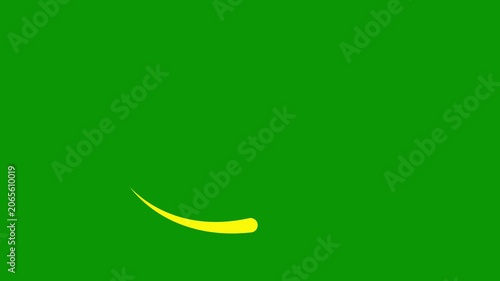 Animated yellow drop of liquid moving. Fluid effect. Looped video. Vector illustration isolated on green background. 