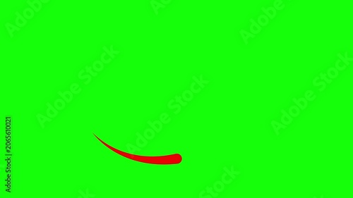 Animated red drop of liquid moving. Fluid effect. Looped video. Vector illustration isolated on green background. 
