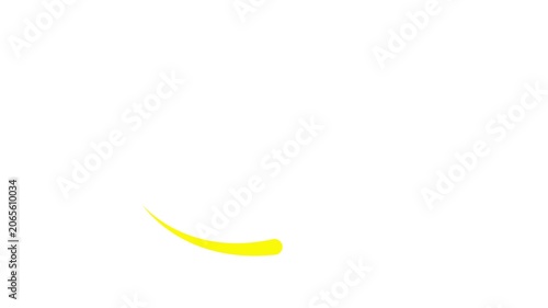 Animated yellow drop of liquid moving. Fluid effect. Looped video. Vector illustration isolated on white background. 