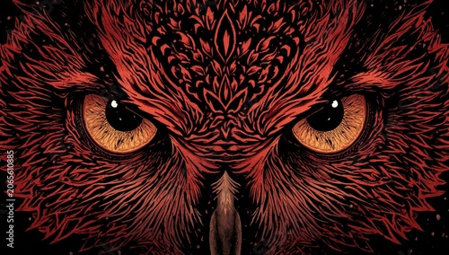Owl face design with bold o...