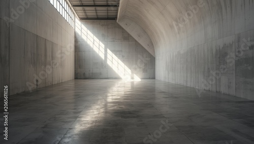Sunlit minimalist warehouse...