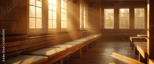 Sunlit empty space with war...