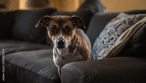 Dog looking curiously from ...