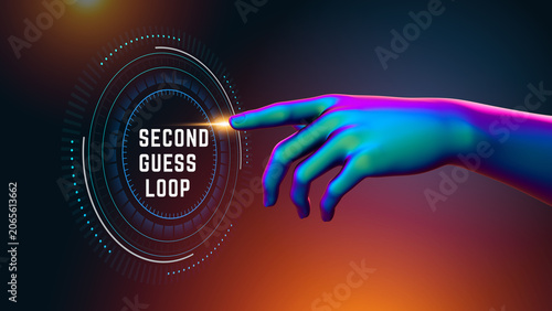 Second Guess Loop Decision Interface Concept Futuristic Technology Background 3D Render