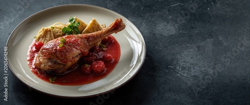 Roasted chicken leg with ra...