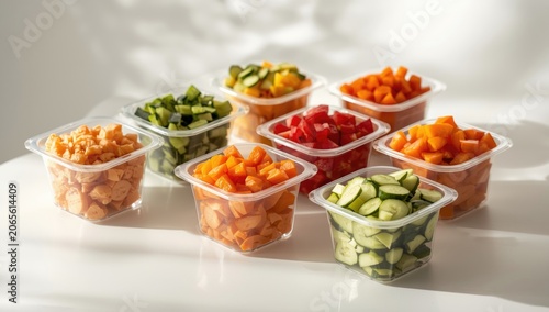 Plastic containers filled w...