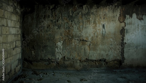 Damaged and peeling wall in...