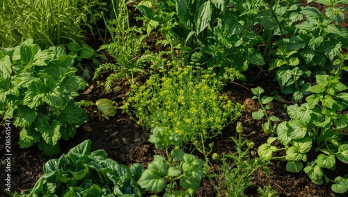 Herb garden with various gr...