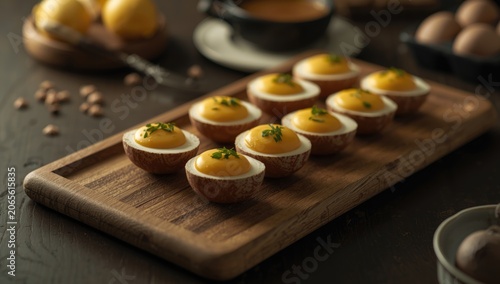 Salted eggs on natural timb...