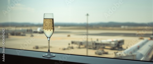Champagne glass beside airp...