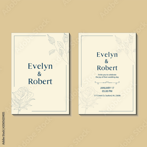 Floral Wedding Card Vector Template, Elegant Botanical Wedding Invitation Design, Luxury Floral Wedding Stationery, Romantic Flower Wedding Card, Modern Wedding Invitation Template, Printable Floral 