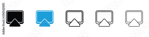фотографія Airplay icons vector illustrations in black and blue colors for web and ui desig