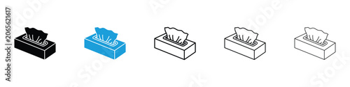 Photography Box tissue icons vector illustrations in black and blue colors for web and ui de