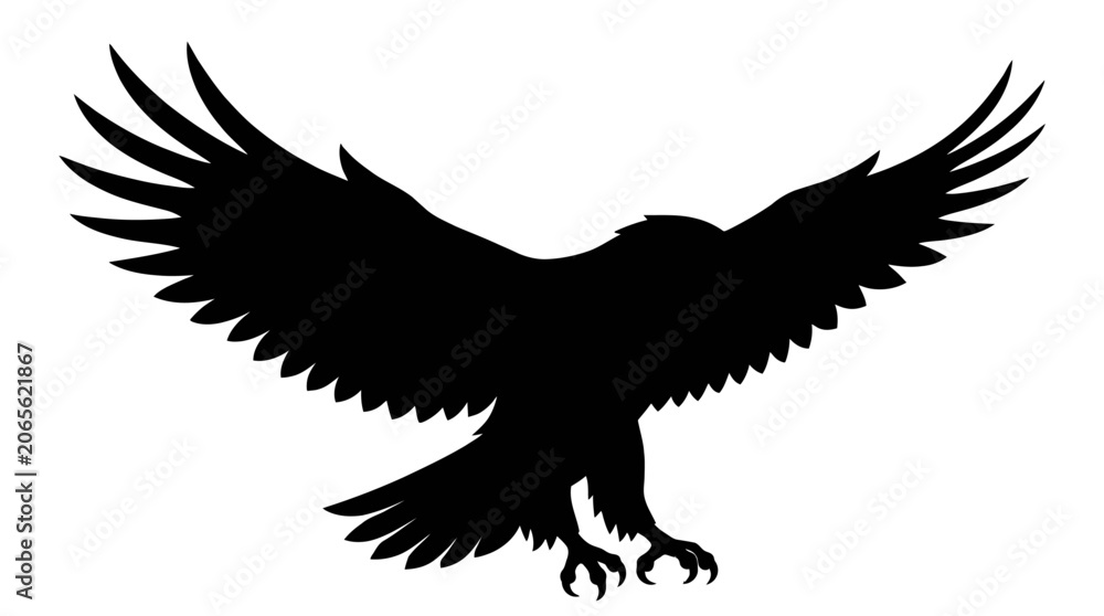 Fototapeta premium Black eagle silhouette, bird icon, flying eagle, wildlife symbol