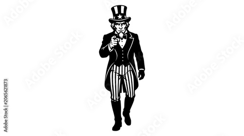 Tableau sur toile Uncle Sam, patriotic symbol, American icon, vector illustration