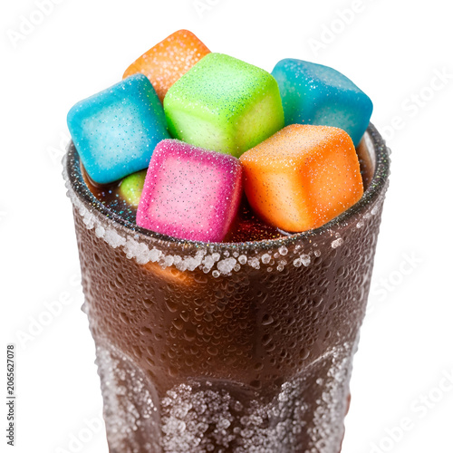 Colorful Marshmallows in Chocolate Drink.