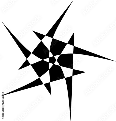 Canvastavla Abstract Black and White Intersecting Star Shape Vector Graphic, Sharp Geometric