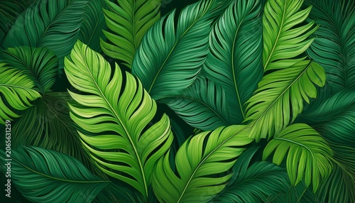 green tropical leaves background exquisite simple tropical palm leaf wallpaper design for decor fabric print advertising background