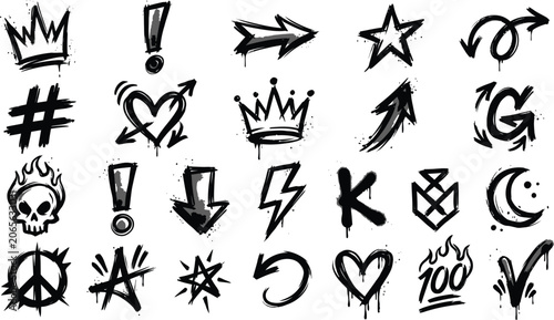 Graffiti street art symbols and icons