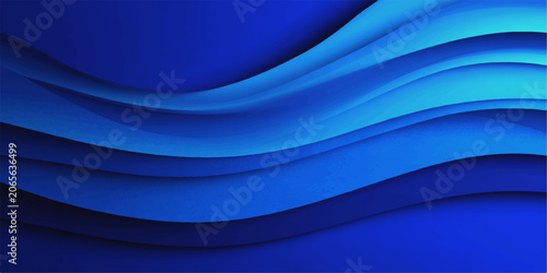 Bild auf Leinwand Blue abstract wave background with smooth flowing curves and soft light texture