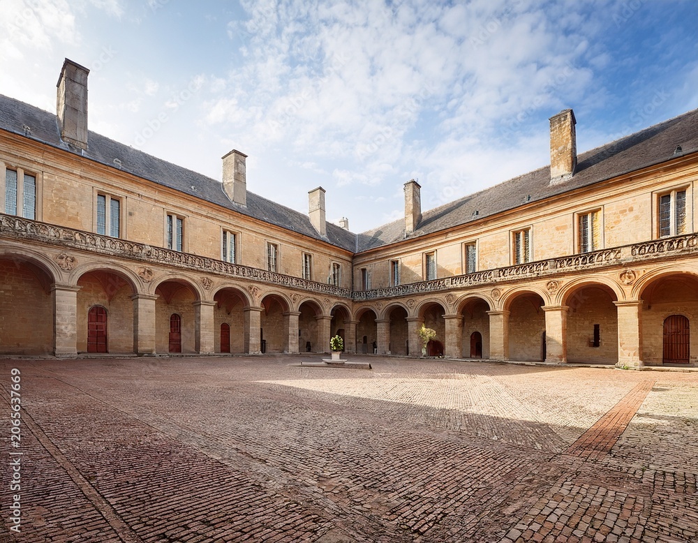 Fototapeta premium empty courtyard of the castle of the dukes of la tremoille