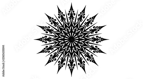 Black and white snowflake design pattern.