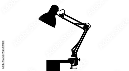 Desk lamp with adjustable arm.
