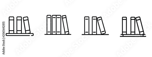 Bild auf Leinwand Book shelf library education reading literature textbook web line icons set book