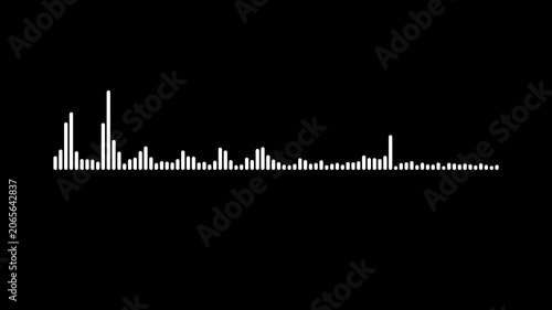White audio waveform spectrum animation. seamless loop sound visualization on black background. Animation video white abstract audio sound visualizer wave spectrum. digital sound wave equalizer.4k
