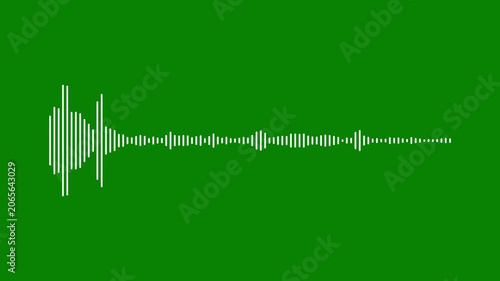 Sound wave animation, classic graphic sound equalizer, White audio waveform spectrum animation. Sound wave audio spectrum green background. Sound Vibrations Animation. 4k