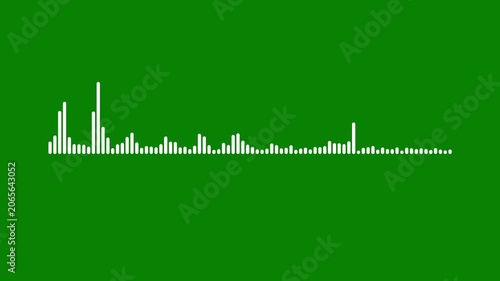 White audio waveform spectrum animation. seamless loop sound visualization on green background. Animation video white abstract audio sound visualizer wave spectrum. digital sound wave equalizer.4k