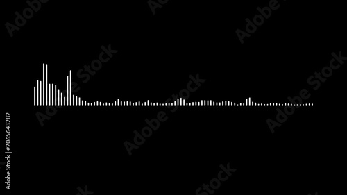 white video footage of audio visualizer on black background. Sketch of musical soundtrack.Audio waveform with microphone icon animation, seamless loop for modern sound visualization in 4K.