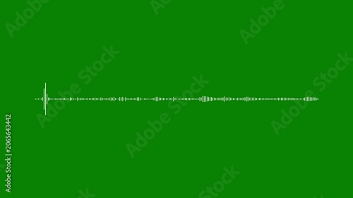 White audio waves isolated on green background. Music equalizer, audio waves or sound frequency in lines, White audio waveform spectrum animation, audio wave or sound frequency digital animation.
