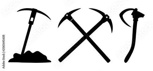Data mining pickaxe icon set with solid black icon silhouette on white background featuring binary code, mining, technology with vector graphics and digital representation