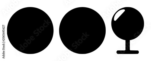 Virtual assistant voice orb icon set with solid black design on white background featuring minimalistic, flat, simple illustration with technology and communication
