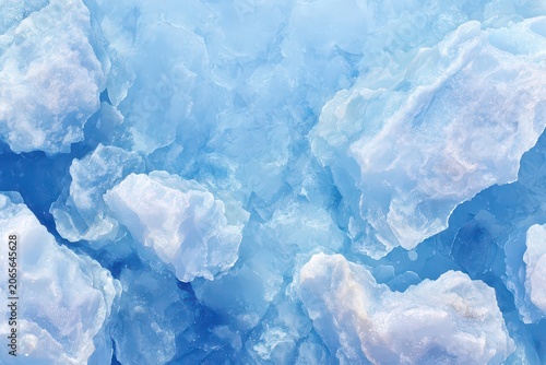 Close Up of Textured Light Blue Ice Formation with Glittering Highlights and a Light Airy Feel Against a Soft Textured Background