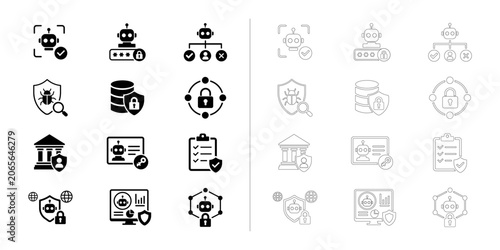Business Security Governance and Access Control Line Icons