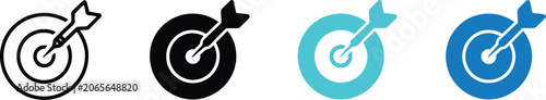 Foto Business Strategy target icon set featuring arrow hitting bullseye, success plan