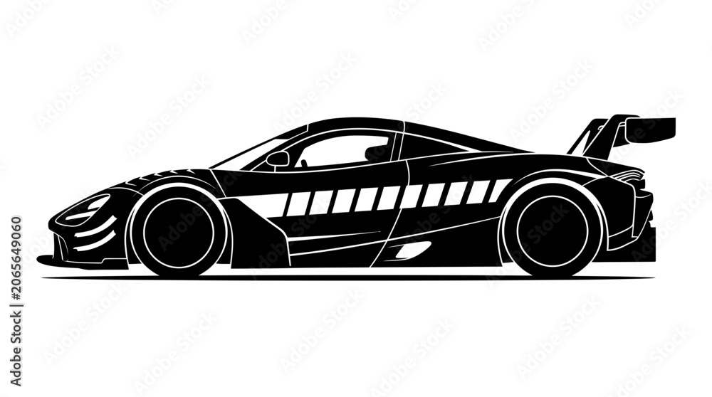 Naklejka premium Black sports car side view 1.
