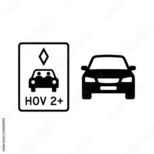 Принти на полотні Hov carpool lane and occupancy traffic signs with occupancy transport commuter