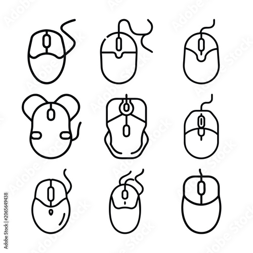 Computer Mouse Outline Collection Icons