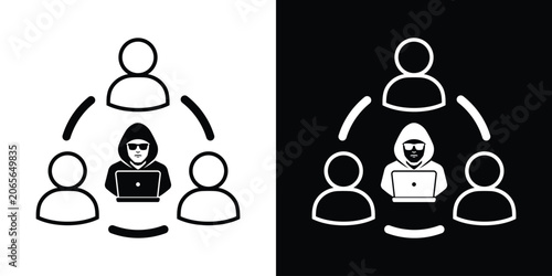Bilde på lerret Cyber criminal sitting in the middle of a user ring