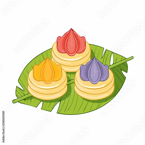 Thai Desserts on Banana Leaf